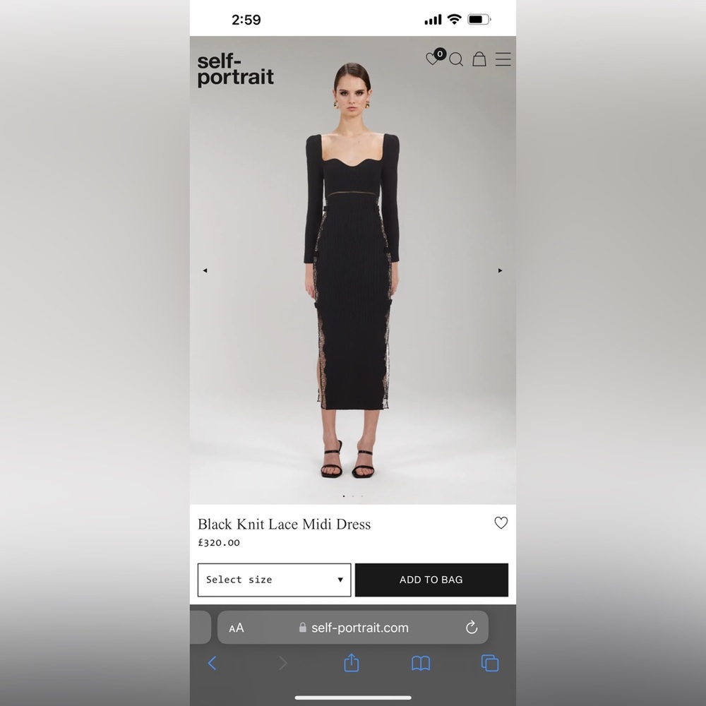 Self-Portrait Black Knit Midi Dress